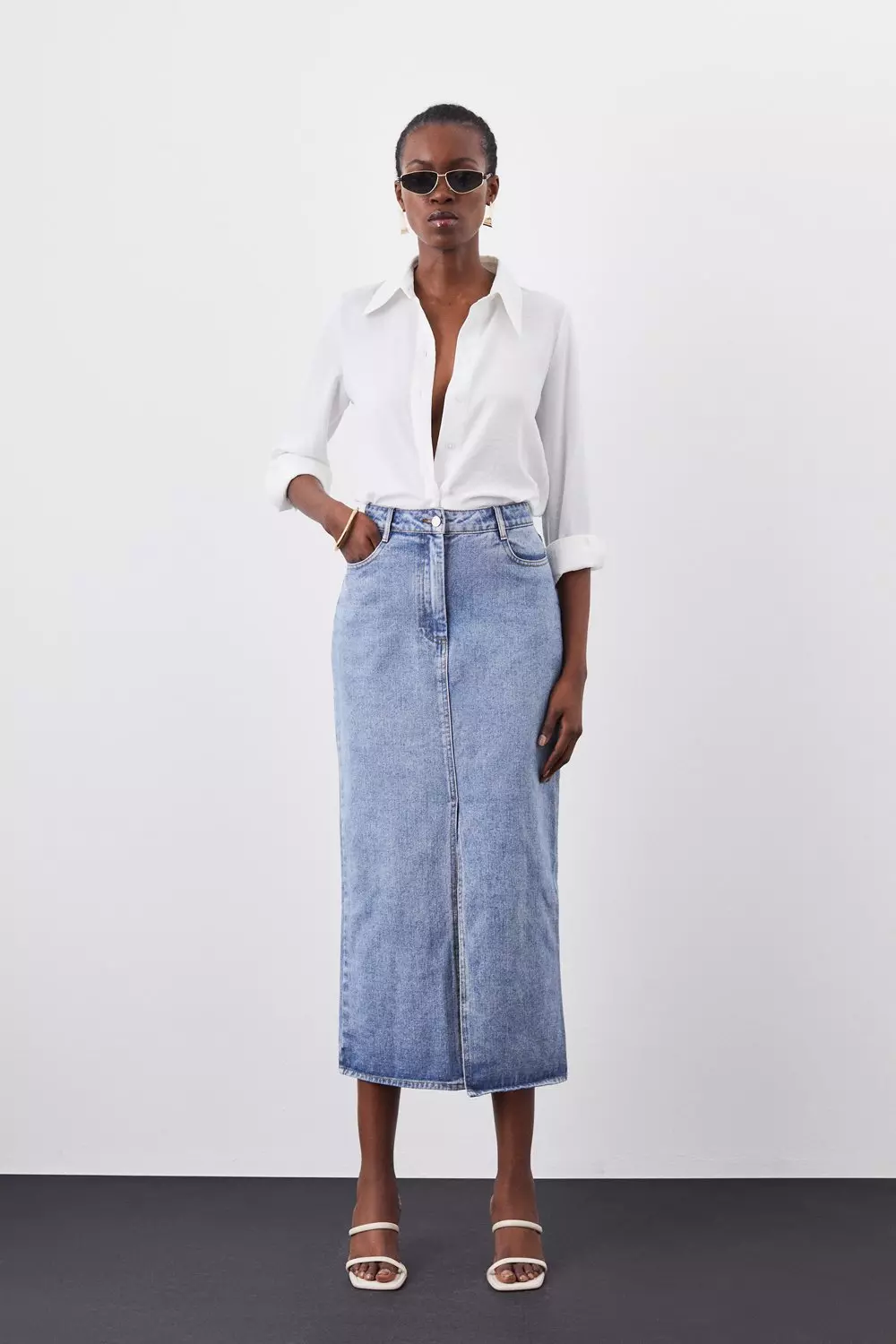 Denim maxi hotsell skirt with pockets